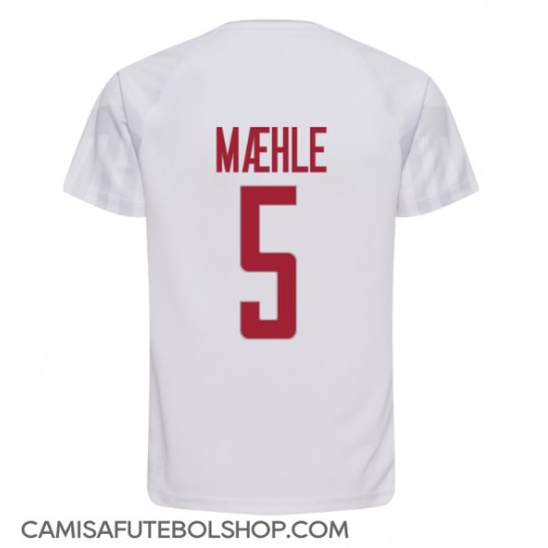 Camisa de time de futebol Dinamarca Joakim Maehle #5 Replicas 2º Equipamento Mundo 2022 Manga Curta